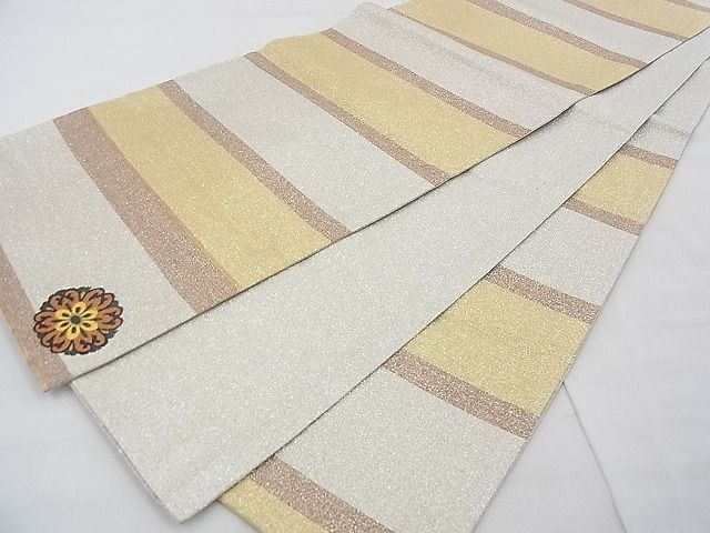 平和屋着物◎六通柄袋帯　唐織　綴れ　ワンポイント　正倉院　金銀糸　逸品　BAAE3114jm　