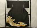 平和屋着物■豪華黒留袖 刺繍 霞取り孔雀文 金銀糸 正絹 逸品 AAAY4052ru