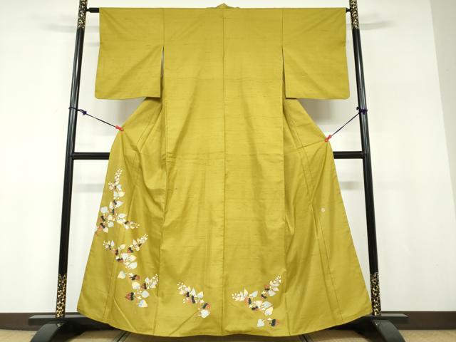 着物リメイク　本加賀友禅作家　能川光陽　訪問着　紬地　草花文から作務衣 楽天市場】能川光陽（レディースファッション）の通販