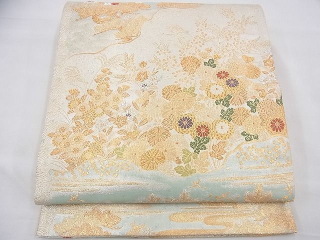 平和屋着物◎六通柄袋帯　唐織　道長秋草文　金銀糸　逸品　BAAE3967fk