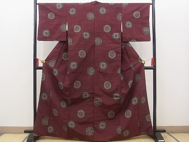 平和屋着物■上質な紬 蜀江花文 逸品 BAAD9586hv