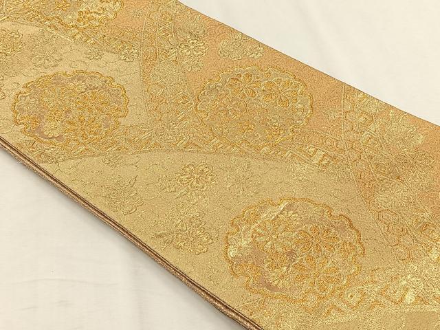 平和屋の平和屋着物◎六通柄袋帯 雪輪花唐草文 金糸 正絹 逸品 CABH7276yk｜アングル2