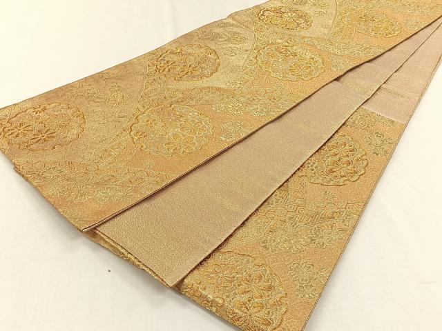 平和屋の平和屋着物◎六通柄袋帯 雪輪花唐草文 金糸 正絹 逸品 CABH7276yk｜アングル3