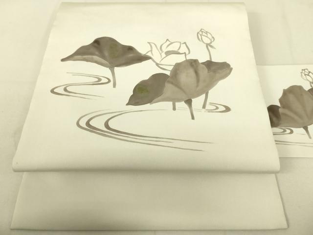 名古屋帯　蓮　蕾　花模様　リーフ　縮緬　黒地　着物　帯　039k 名古屋帯 蓮 蕾 花模様 リーフ 縮緬 黒地 着物 帯 039k 【公式通販】