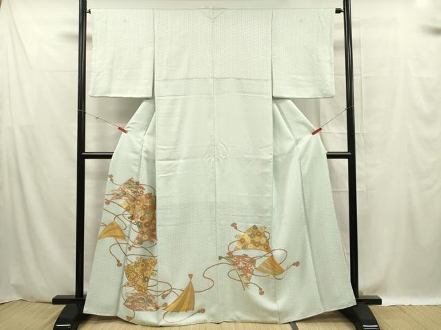 平和屋着物■豪華色留袖　駒刺繍　檜扇花文　金彩　正絹　逸品　DABF0586ya