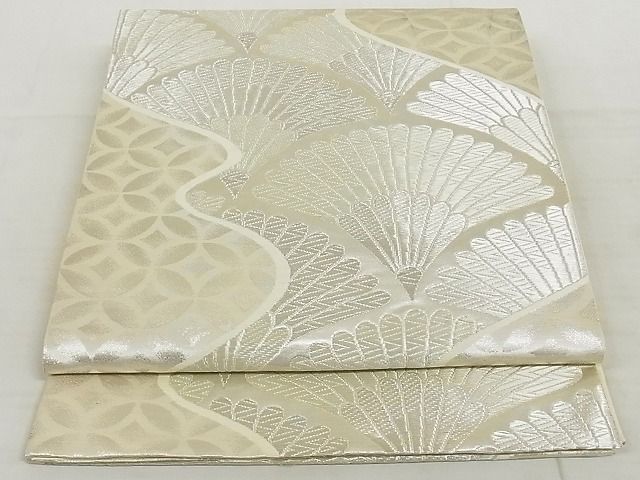 平和屋着物◎六通柄袋帯　松葉青海波　銀糸　正絹　逸品　AAAJ2402Aex