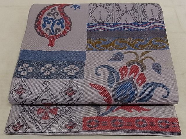 平和屋着物◎六通柄袋帯　甲必丹織錦　更紗花文　正絹　逸品　AAAI4868Asx
