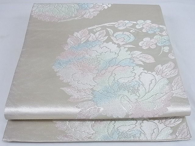 平和屋着物◎六通柄袋帯　花丸文　銀糸　正絹　逸品　AAAI3491Abw