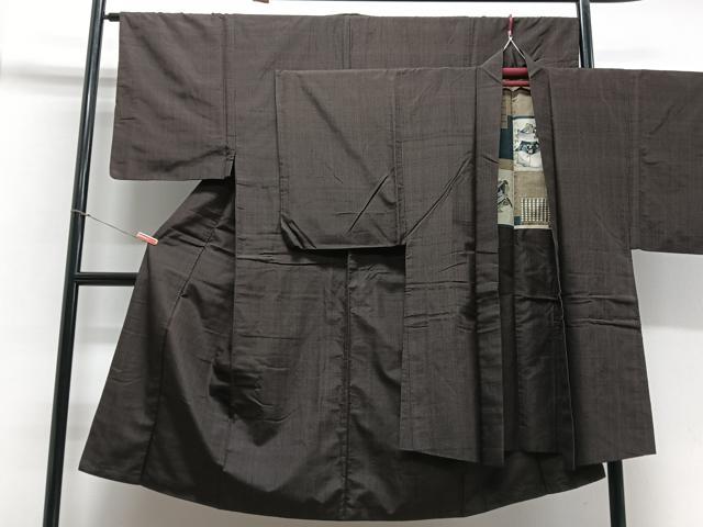 平和屋着物■男性　紬　アンサンブル　紺色　正絹　逸品　CABC7299xe