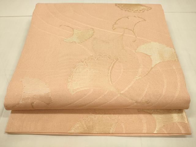平和屋着物*夏物 六通柄袋帯 流水銀杏文 金糸 正絹 逸品 DAAT7426cm