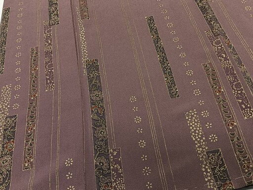 平和屋着物■上質な小紋 短冊花唐草文 金彩 鬼しぼ縮緬 正絹 逸品 CAAR5747xi 平和屋着物■上質な小紋 短冊花唐草文 金彩 鬼しぼ縮緬 正絹 逸品 CAAR5747xi
