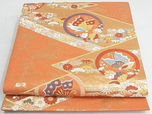 平和屋着物◎六通柄袋帯 松川蝶菱文 金銀糸 正絹 逸品 AAAI3411Abw 平和屋着物◎六通柄袋帯 松川蝶菱文 金銀糸 正絹 逸品 AAAI3411Abw