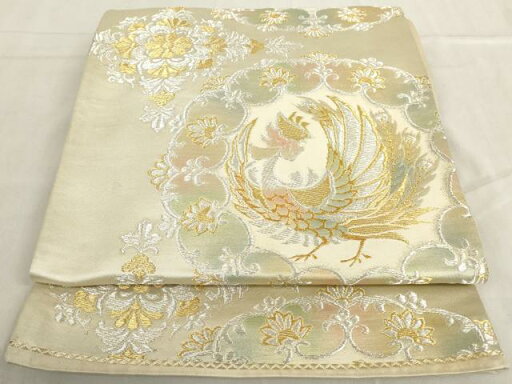 平和屋着物◎六通柄袋帯 鳳凰花文 金銀糸 正絹 逸品 AAAV7563sg 平和屋着物◎六通柄袋帯 鳳凰花文 金銀糸 正絹 逸品 AAAV7563sg