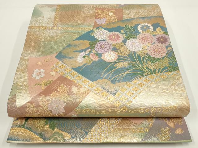 乐天商城 - 平和屋着物▼六通柄袋帯 地紙草花文 金銀糸 正絹 逸品 AABI3637wj