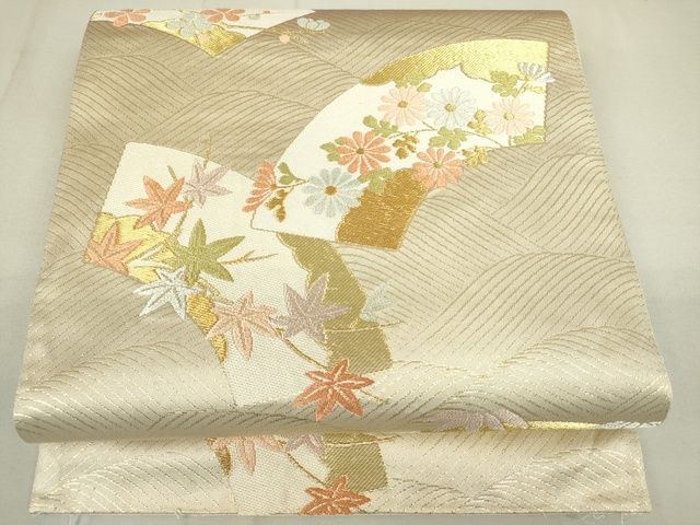 平和屋着物◎六通柄袋帯　唐織　高砂　流水地紙草花文　金糸　逸品　DAAI7128we