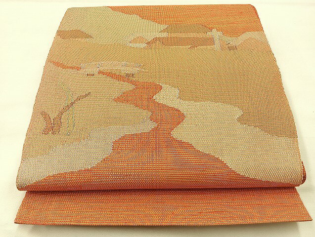 平和屋着物◎太鼓柄袋帯　すくい織　御所解　金糸　正絹　逸品　BAAL3151if