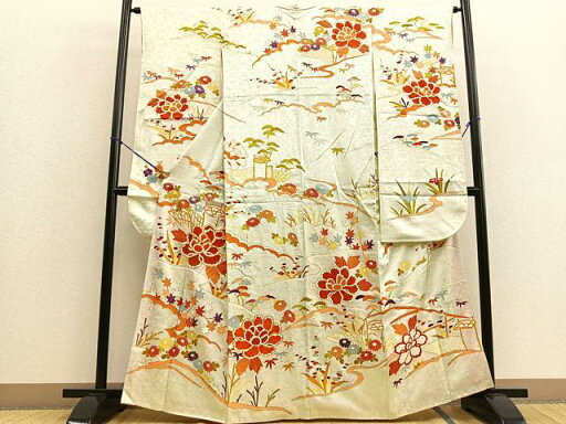 平和屋着物■豪華振袖 駒刺繍 雲取り花文 金糸 正絹 逸品 BAAS7488xa 平和屋着物■豪華振袖 駒刺繍 雲取り花文 金糸 正絹 逸品 BAAS7488xa
