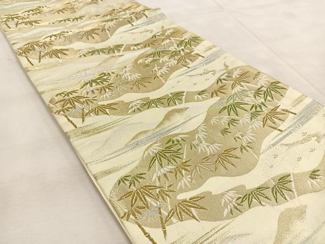 平和屋着物◎六通柄袋帯　唐織　遠山笹竹文　金銀糸　BAAU9507yc