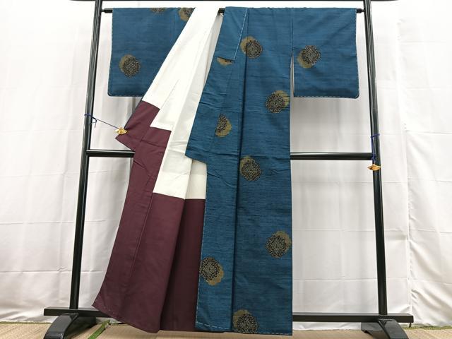 平和屋の平和屋着物■上質な紬 幾何学文様 正絹 逸品 未使用 BAAX3450yc｜アングル3