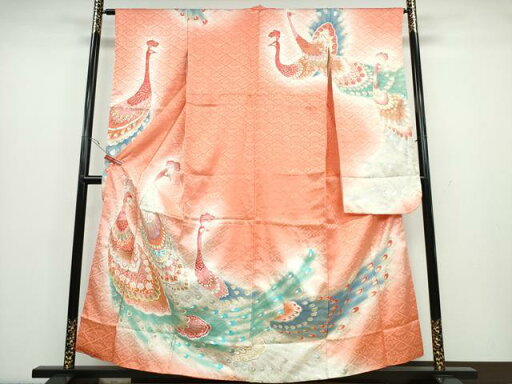 平和屋着物■豪華振袖 駒刺繍 孔雀文 暈し染め 金銀彩 正絹 逸品 CAAS1200ng 平和屋着物■豪華振袖 駒刺繍 孔雀文 暈し染め 金銀彩 正絹 逸品 CAAS1200ng