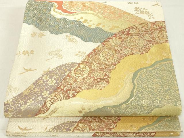 平和屋着物◎六通柄袋帯　道長吉祥文　金糸　正絹　逸品　DAAX5183cd