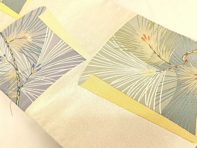 平和屋着物◎六通柄袋帯　砂金織　松葉文　金銀糸　正絹　逸品　AAAJ6301Bsa
