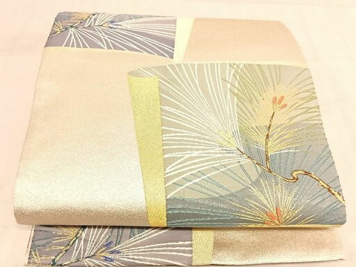 平和屋着物◎六通柄袋帯 砂金織 松葉文 金銀糸 正絹 逸品 AAAJ6301Bsa 平和屋着物◎六通柄袋帯 砂金織 松葉文 金銀糸 正絹 逸品 AAAJ6301Bsa