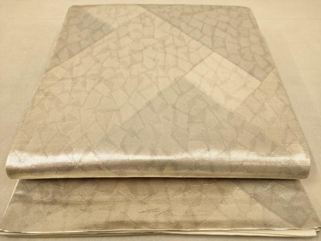 平和屋着物◎六通柄袋帯　霞文　銀糸　正絹　逸品　AABB1677dt