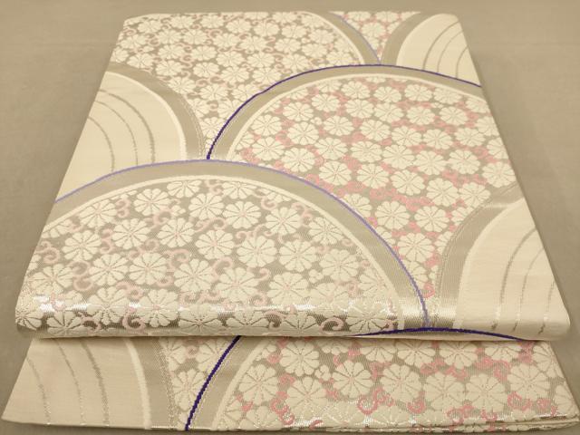Other - 平和屋着物◎六通柄袋帯　唐織　草花文　銀糸　正絹　逸品　AABB1678dt