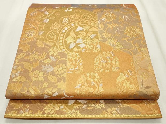 Other - 平和屋着物◎六通柄袋帯　亀甲更紗花唐草文　金銀糸　正絹　逸品　CABF2260qe