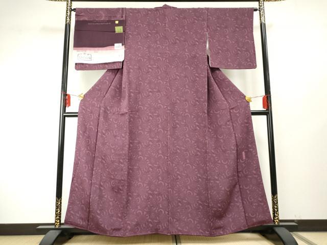 平和屋着物●重要無形文化財 人間国宝 中村勇二郎 江戸小紋 草木染 古代菊 鬼しぼ縮緬 浜ちりめん 反端付き 正絹 逸品 AABE8672cs