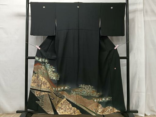 平和屋着物■豪華黒留袖 作家物 動物花唐草文 暈し染め 金銀彩 正絹 逸品 CAAR6106kb 平和屋着物■豪華黒留袖 作家物 動物花唐草文 暈し染め 金銀彩 正絹 逸品 CAAR6106kb