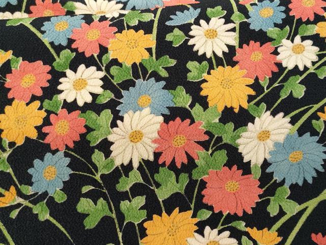 平和屋着物■上質な小紋 草花文 黒地 金彩 正絹 逸品 未使用 CABE6357fb