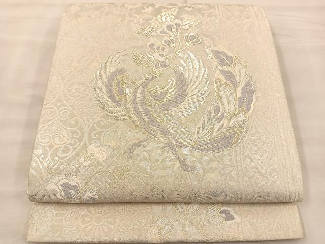 平和屋着物◎六通柄袋帯　昨鳥文　金銀糸　正絹　逸品　BAAT1507gt