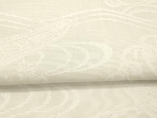 平和屋着物＊夏物　全通柄袋帯　流水草葉舟文　白鼠色　正絹　逸品　DAAW4161cm