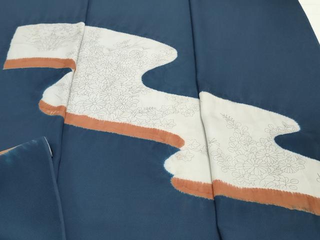 平和屋着物▼付下げ　反物　着尺　絞り　草花文　逸品　未使用　DABB5916zy