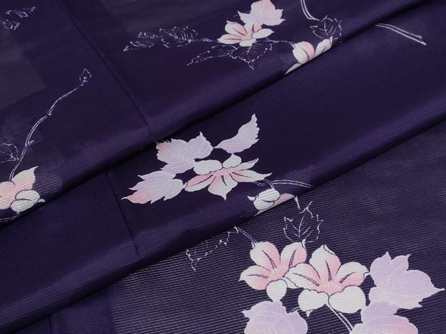 平和屋着物＊夏物 小紋 絽 草花文 洗える着物 AAAY5716st