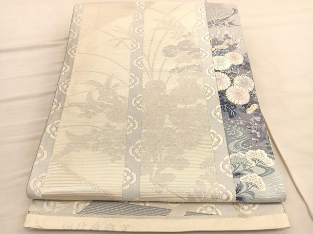 平和屋着物◎六通柄袋帯 唐織 錦秋典雅文 銀糸 正絹 逸品 BAAV3353hv