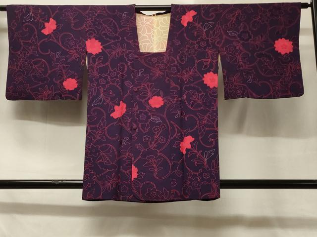 平和屋着物＃道行コート 地紋起こし 草花文 正絹 逸品 CABD7663in