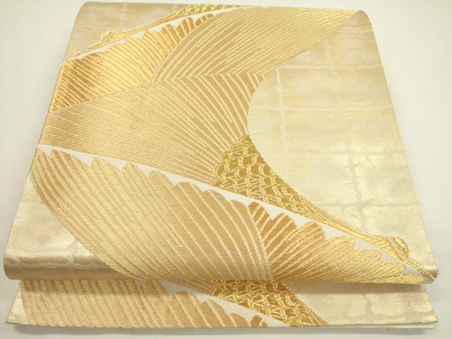 平和屋着物◎六通柄袋帯　飛鶴文　金糸　正絹　逸品　DAAX1602op