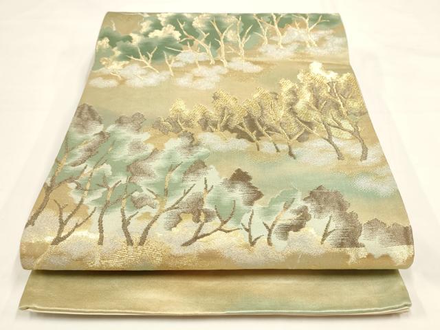 平和屋着物◎六通柄袋帯　樹林文　金銀糸　正絹　逸品　AAAL5541pf