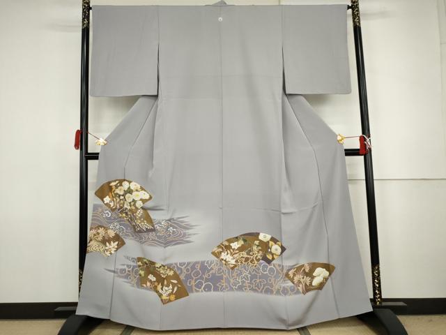 平和屋着物●豪華色留袖　駒刺繍　地紙草花文　暈し染め　金彩　ますいわ屋扱い　正絹　逸品　AABJ8626cs