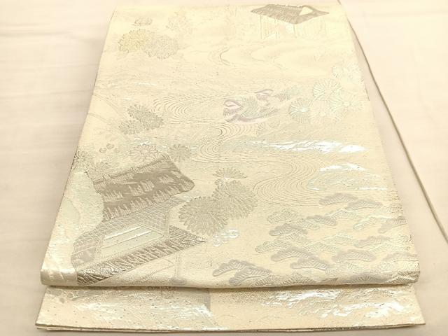 平和屋着物◎六通柄袋帯 唐織 大内華苑 九百プラチナ二重箔 正絹 逸品 BAAV3378hv