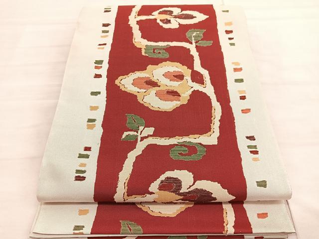 Other - 平和屋着物◎六通柄　本袋帯　枝葉文　正絹　逸品　BAAV3383hv