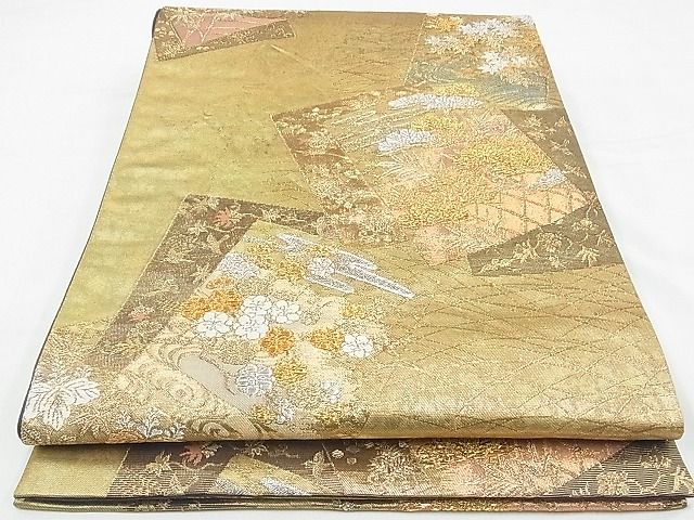 平和屋着物◎六通柄袋帯 松竹梅色紙重ね 金銀糸 逸品 BAAE9610ns