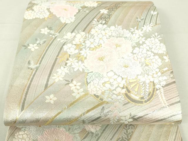 平和屋着物■六通柄袋帯　唐織　花車文　プラチナ箔　正絹　逸品　DAAN4672sf