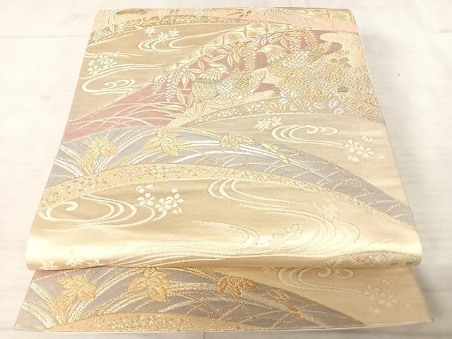 平和屋着物◎六通柄袋帯　花鳥文　金銀糸　正絹　逸品　AAAV5458yx