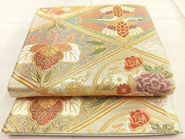 平和屋着物◎佐賀錦　六通柄袋帯　唐織　織匠宝文　金銀糸　正絹　逸品　BAAN5193cm