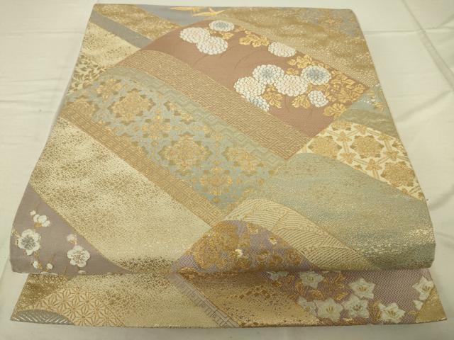 平和屋着物◎六通柄袋帯　吉祥飛鶴花文　金銀糸　正絹　逸品　DAAK2084zy