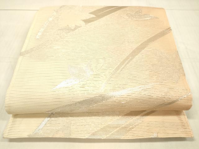 平和屋着物＊夏物　六通柄袋帯　舞葉文　銀糸　正絹　逸品　DAAW4178cm